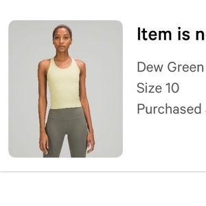 Lululemon Cool Racerback Short Tank Top in size 10